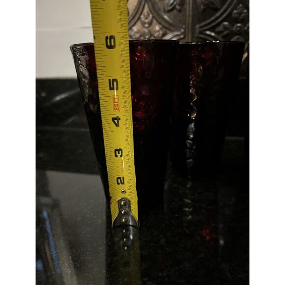 Arcoroc France Glasses Tumblers Ruby Red Vercors Hammered 4 Vtg - Picture 6 of 12